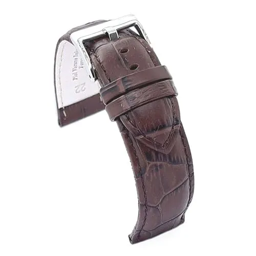 diloy Correa de cuero vacuno grabado cocodrilo escama cuadrada alomada deportiva – Para reloj – Tallas 14mm 16mm 18mm 20mm 22mm 24mm 26mm 28mm 30mm – Resistente y elegante 368 marrón 22mm
