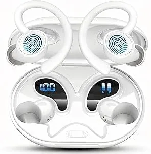 Auriculares Inalámbricos Deportivos, Auriculares Bluetooth 5.4 con 4 Mics, 50H Cascos Inalambricos Bluetooth HiFi Estéreo, IP7 Impermeable, Cascos Bluetooth con Cancelación de Ruido Pantalla LED