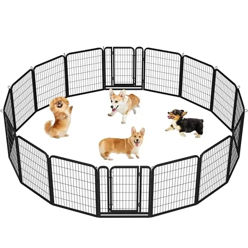 Yaheetech 16 Vallas para Perros Parque para Perros de Metal con Puerta 80 cm Jaula de Mascota Animales