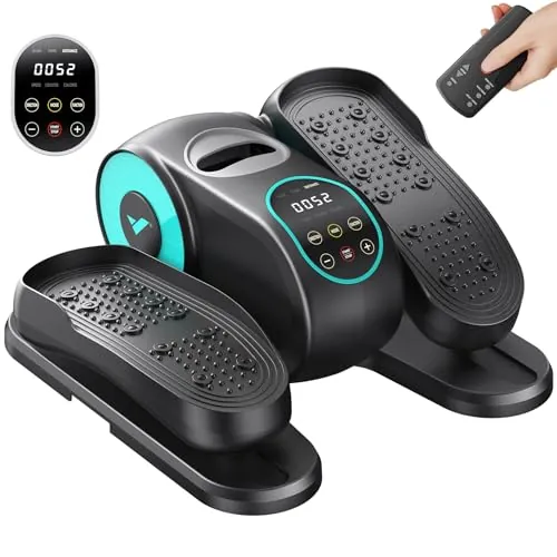 MERACH Máquina Elíptica Eléctrica, Mini Elíptica Bajo Escritorio para el Hogar, Mando, Pantalla Curva Grande, 12 Vel., Más Ligera, Silenciosa y Portátil, para Mayores y Rehabilitación de Piernas
