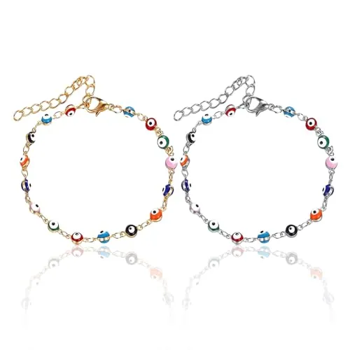 2 Piezas Tobilleras Con Cuentas De Colores, Joyería Para Pies De Playa De Verano, Cadena De Tobilleras Ajustable, Tobilleras Con Cuentas, Joyería Para Pies Boho, Cadena De Decoración De Tobillo