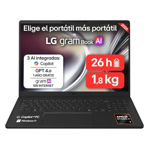 LG gram 16U55U-G.AU85BN - Ordenador Portátil, 32 GB RAM, 512 GB SSD, 16"
