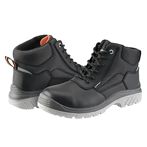 Bellota 72307NJS343 - Bota de Seguridad Comp+ Negra S3 de Hombre y Mujer (Talla 43) de Piel Hidrofugada Lisa, Acolchada y con Zonas Reforzadas Antiabrasión