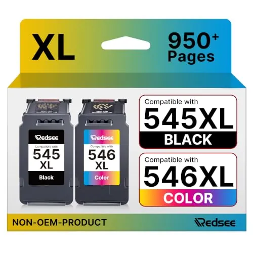Redsee 545 XL 546 XL Cartuchos de Tinta Compatible Cartucho Tinta para Canon 545 y 546 XL PG-545XL CL-546XL para Canon Pixma TS3150 TS3151 MG2550S MG2550 MG2950 TR4550 TR4551 MX495 (Negra y Color)