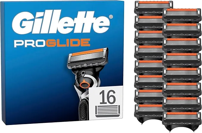 Gillette Proglide Pack de 16 Recambios para Maquinillas de Afeitar Hombre, Cuchillas de Afeitar con 5 Hojas, Doble Lubricación Y Recortadora de Precisión, Compatible con Gillette Proglide Y Fusion5