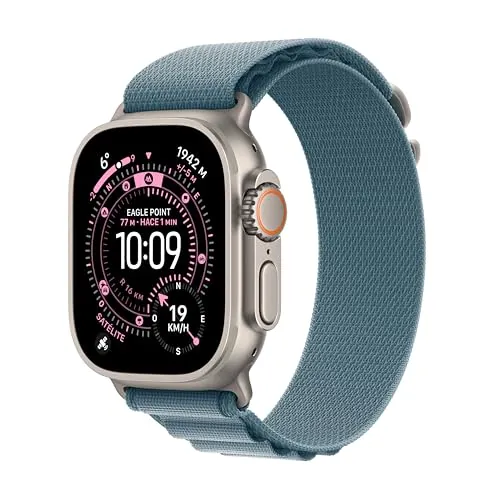 Apple Watch Ultra 3 GPS + Cellular, Reloj prémium para Running y Multideporte con Caja de Titanio Resistente de 49 mm y Correa Loop Alpine Azul Claro - Talla L. Monitores avanzados de Salud y entreno