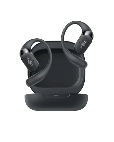 SHOKZ Auriculares Open-Ear OpenFit 2, True Wireless Bluetooth, micrófono, Auriculares de Gancho, 48 Horas de reproducción, Carga rápida, Resistencia al Agua IP55, Bolsa de Transporte, Negro