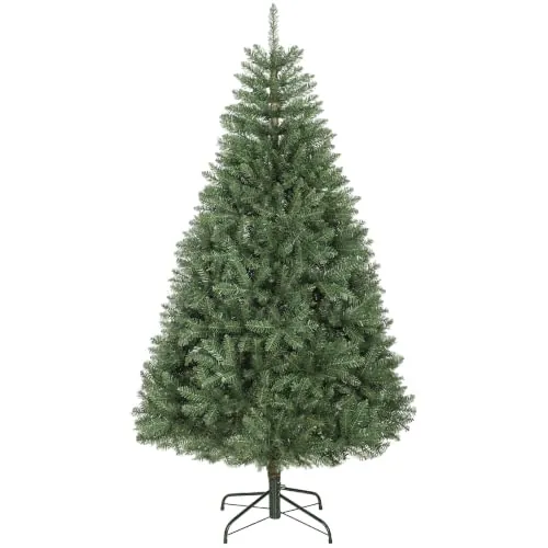 HOMCOM Árbol de Navidad 180 cm con 1687 Ramas Base Metálica Plegable Verde | Árbol de Navidad Artificial, Realista y Frondoso, Montaje Rápido, Decoración Navideña para Salón, Interior