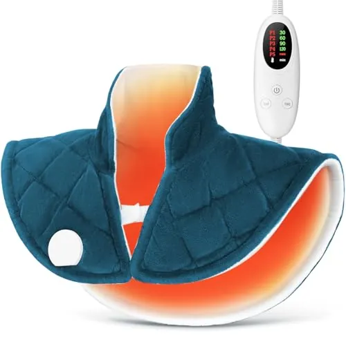 VOSFEEL Almohadilla Térmica Cuello con Calentamiento Rápido, Temperatura Ajustable (40-60°C), Uso para Cuello, Hombros y Espalda, Apagado Automático y Lavable a Máquina, 55x45