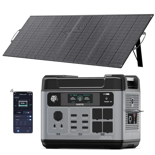 OUKITEL 3200W Generador Solar con Panel 200W, 2048Wh Estación de Energía Portátil, Carga Rápida 80% en 45min, Batería LiFePO4, APP, 16 Puertos, Power Station para Camping y Emergencia, P2001E Pro