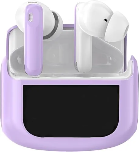 Thunelec Auriculares Inalámbricos con Pantalla Táctil LED, ANC/ENC, 48H | Audio Hi-Fi Estéreo con 5 Modos EQ, Bluetooth 5.4 Cascos Inalambricos, Micrófonos HD y Resistencia al Agua IPX7, Morado