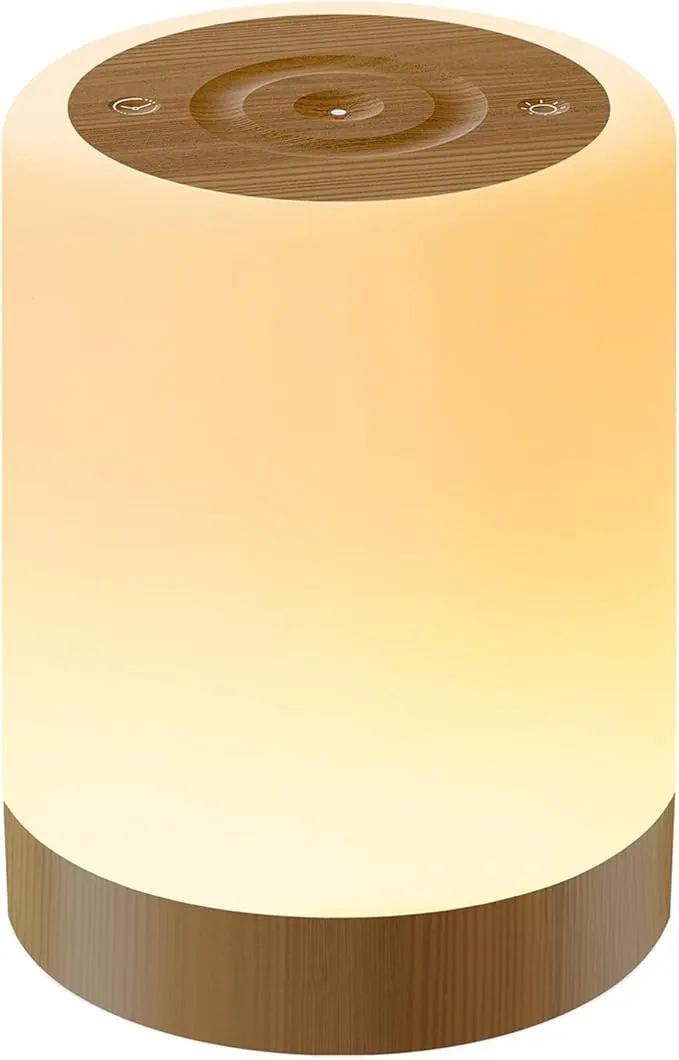 Auxmir Lámparas de Mesita de Noche, Recargable 3000mAh con USB, Táctil Regulable, 256 RGB Colores y 5 Modos de Luz, Lámpara de Mesa con Temporización, Luz Nocturna Inalámbrica, Marrón Oscuro