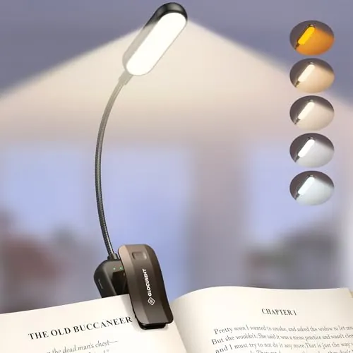 Glocusent 20 LED Luz Lectura Recargable, 5 Colores Libro para Leer en Cama