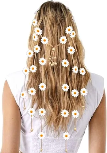 70s Bohemio Hippie Tocado de flores, girasol y margarita corona, accesorios de fotografía, accesorios para el cabello