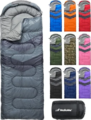 MalloMe – Saco de Dormir para Adulto, niño, Invierno, Verano, Primavera, otoño, plumón para 1 Persona, Impermeable, Bolsas de Dormir y Senderismo – Bolsa de Dormir Ultraligera, compacta para Dormir