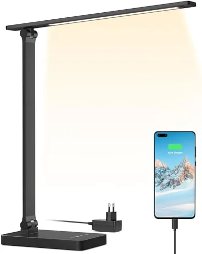 Lepro Lámpara Escritorio LED 655 LM USB Regulable Negro
