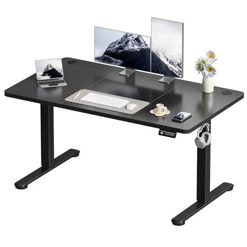 Devoko 120x60 cm Escritorio Regulable en Altura, Escritorio Elevable Eléctrico Telescópico Bidireccional, Escritorio de Oficinay Hogar, para Estudio en Casa con Tablero Ensamblado, Negro
