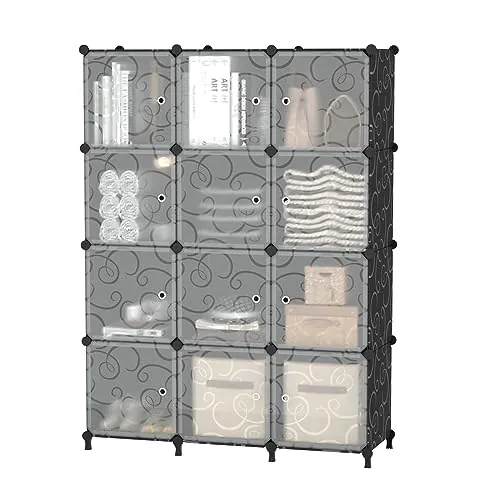 AWTATOS Organizador de Almacenamiento de 12 Cubos con Puertas,Blanco