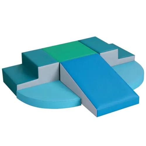 Wilwolfer Juego de 6 Bloques de Espuma para Niños: Cuero sintético Bloques Psicomotricidad Infantil - Set de Escalada Escalera Doble Suave Ligero para Interior Infantil para Escalar y Niños de 3+ Años