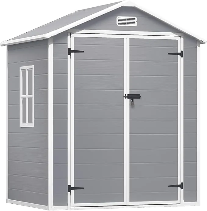 Xbro Caseta Jardín Exterior, 173x125x210cm, Caseta Jardin Exterior Resina, Suelo, Sistema de Ventilación y Ventanas, Exterior y Patio, Gris