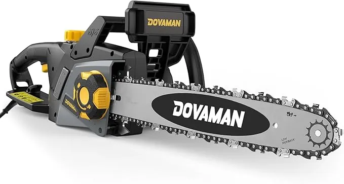 DOVAMAN Motosierra Eléctrica de 2400W, Tensión sin Herramientas en un Paso, 40cm Barra y Cadena Oregon, 15m/s Velocidad de Cadena, Lubricación Automática, Freno Mecánico y 2 Cadenas - DCS01A