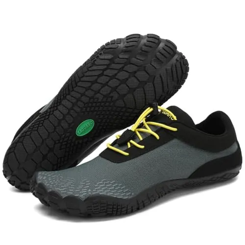SAGUARO Zapatillas Barefoot Hombre Mujer Zapatillas Minimalistas para Deportes Acuaticos - Ligeras Antideslizante Respirable con Caja Suela Zero Drop, Gris Profundo, 44 EU