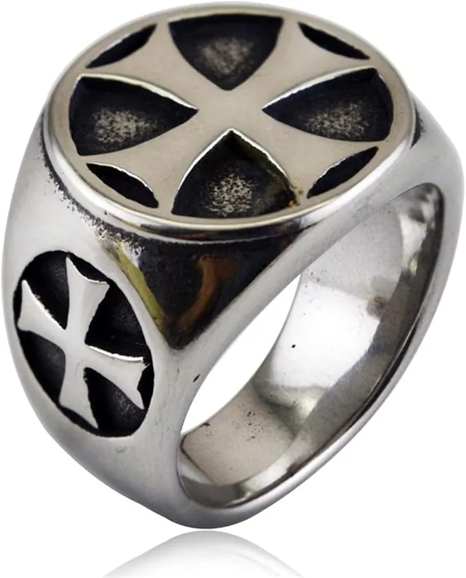 Anillos de Cruz templaria de Acero de Titanio, Anillo Antiguo de Cosplay de Jugador, joyería de Moda, Anillo de Fiesta Vintage, Regalo de joyería