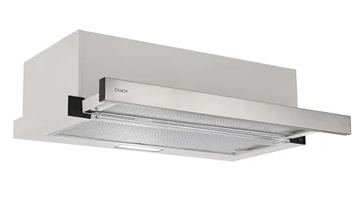 Candy CBT6130/3X, Campana Telescópica 60 CM, 2 Niveles de Potencia, 125W, 264M3/H, Filtros de Carbono, Panel Aluminio Antigrasa, Iluminación LED, 53/60DB, Acero Inoxidable