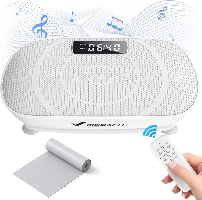 MERACH Plataforma Vibratoria, Potente Plataforma Vibración Muscular para Musculación y Moldeado, Control Automático de Velocidad, Altavoz Bluetooth Incorporado