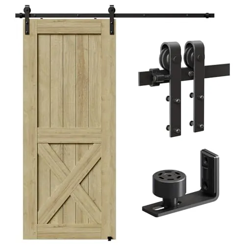 CCJH 6FT/1.83M Herraje para Puerta Corredera Kit de Accesorios para Puertas Correderas, Contiene Guía de suelo ajustable