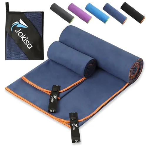 Jokisa 2 Piezas Toalla Microfibra (180x90cm Toalla Piscina+100x50cm Toalla Gimnasio), Toalla Playa de Secado Rápido y sin Arena, para Fitness, Playa, Gimnasio, Camping