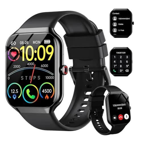 2026 Reloj Inteligente Hombre Mujer, 1.96" Smartwatch con Llamadas Bluetooth y Whatsapp Notificación, IP68 Pulsera Actividad con 100+ Modos Deportivos, Pulsómetro, Monitor de Sueño para Android iOS
