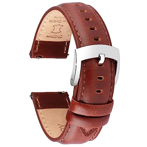 OTTOODY Correa de Reloj de Cuero de Liberación Rápida 18mm 19mm 20mm 21mm 22mm, Elegantes Correas de Reloj de Cuero de Grano Superior Correa de Reloj de Repuesto para Hombre Mujer, Reloj y Smartwatch