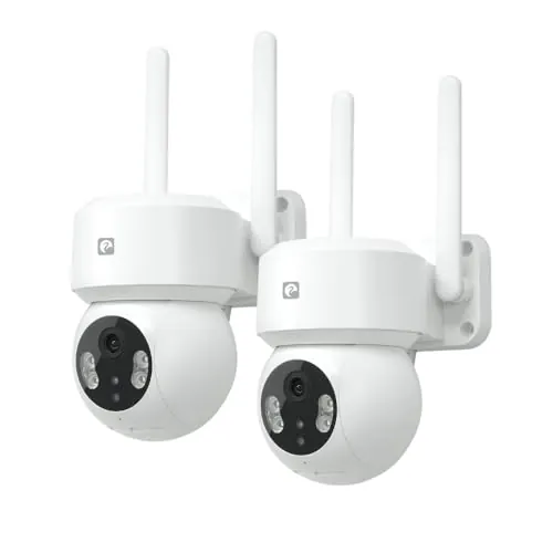 Garza Smart - Pack 2 Cámara de vigilancia WiFi IP 360º Exterior Inteligente. 1296P con Visión Nocturna, Audio bidireccional, Detección de Movimiento, Control por App.