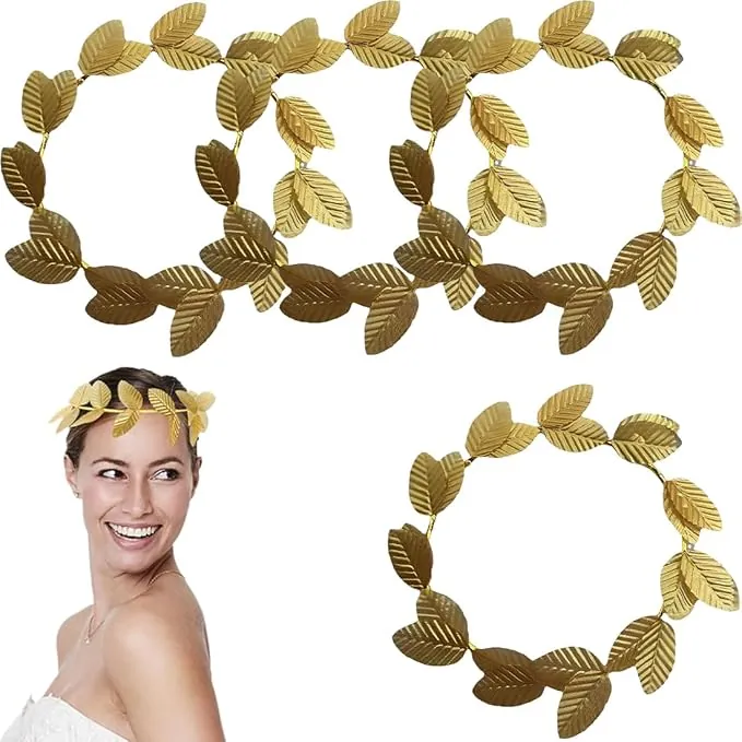 ZKGYUS 4 Corona de Cabeza Romana Tocado de Corona de Oro Diadema de Hoja de Oro,Tocado de Hoja de Laurel,para Novia Diadema para Novia, Utilizado para Joyería Nupcial, Fiestas