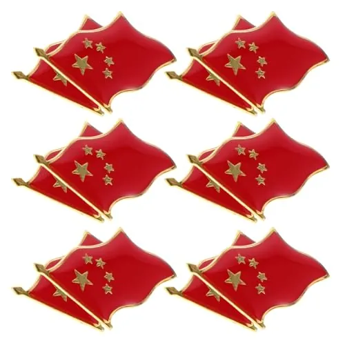 Generic Broche Pin de Solapa Rojo Bandera China y Estrella de Cinco Puntas, 20 Piezas de Aleación para Día Nacional, Accesorio Patriótico para Mujer y Hombre, Insignias Decorativas