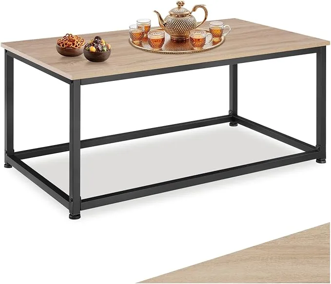 tectake® Mesa de Centro de Estilo Industrial con Estructura Acero Resistente, Mesa Auxiliar Salon para Decoracion Hogar, Muebles Salon - 100 x 55 x 45,5 cm Madera Industrial Clara, Roble Sonoma