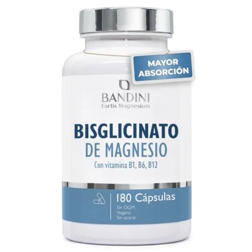 Bandini® Bisglicinato de Magnesio + Vitamina B1,B6 y B12, 180 cápsulas