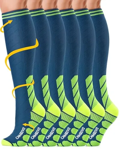 CAMBIVO Medias de Compresión Mujer Hombre 3Pares, Calcetines Compresion 20-30mmHg, Medias de Compresion Varices para Deporte, Running, Ciclismo, Deportivos, Senderismo, Viajes, Enfermera