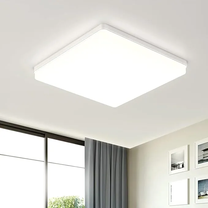 EASY EAGLE LED Lámpara de Techo 48W 4800LM Moderna Cuadrada Plafón Luz Led 4000K Lámpara Panel IP44 Impermeable para Baño Sala Dormitorio Cocina Oficina Comedor Ø30CM