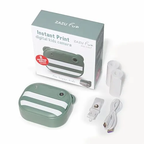 ZAZU Cámara digital instantánea para niños | Fotos de alta resolución de 48MP | Pantalla a color de 2" | Full HD 1080P Videos | Impresión térmica sin tinta | Batería recargable | Incluye 2 rodillos de