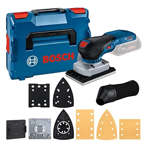 Bosch Professional 18V System lijadora orbital a batería GSS 18V-13 (motor sin escobillas, incl. bolsa para polvo, 3 placas lijadoras, 3 discos de lijado, punzonadora, L-BOXX, sin batería/cargador)