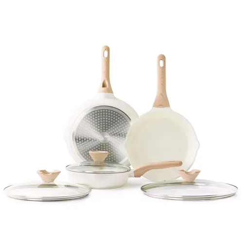 Kordisen Sartén Cerámica Juego con Tapa 20/24/28 cm, Sartén Antiadherente Inducción, Saludable y No Tóxica, Sin PFOA y PFAS