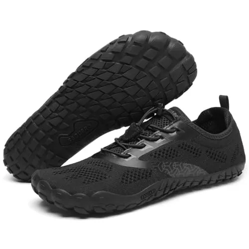 SAGUARO Zapatillas Barefoot Hombre Mujer Zapatillas Minimalistas para Deportes Acuaticos - Ligeras Antideslizante Respirable con Caja Suela Zero Drop, Negro Oscuro, 38 EU