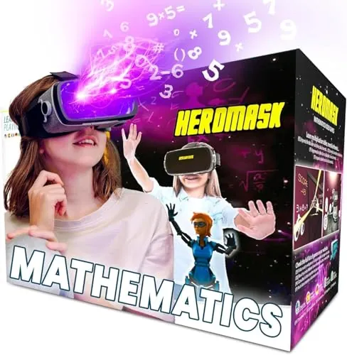 Gafas VR + Juegos. Aprender Matematicas niños [sumar y restar calculo Mental...] Gafas 3D Realidad Virtual [Regalo Original] Juguetes Comunion - Navidad. Regalos para niños y niñas 5 6 7...12 años.