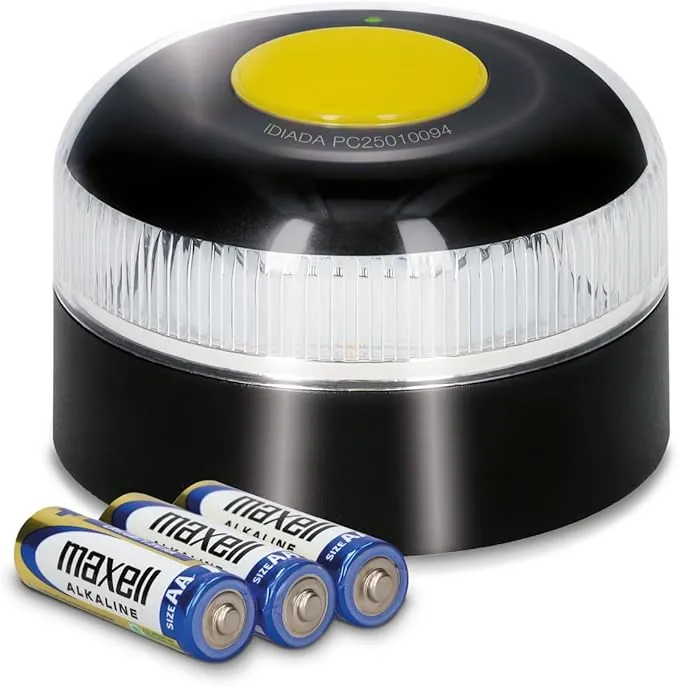 PMK GRUPO | Baliza V16 Conectada Homologada 2026 | Datos incluidos (hasta 12/2038) | Luz Emergencia LED 360º 1 km | Geolocalización GPS + SIM incluida | Conexión a DGT 3.0 | Sin App ni Suscripciones