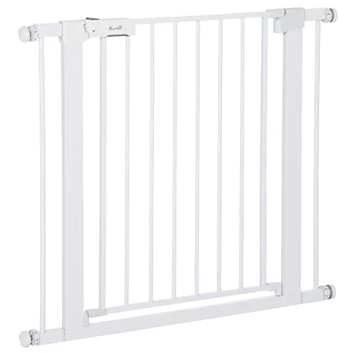PawHut Barrera de Seguridad de Perros Extensible 76-97 cm Blanco