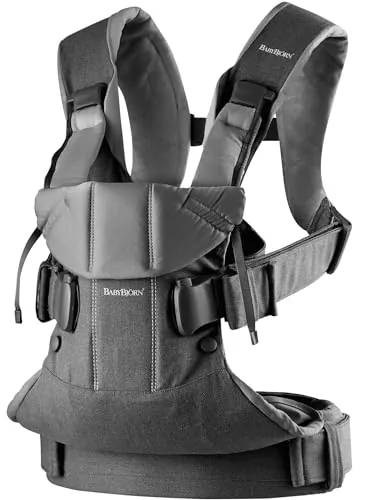 BabyBjörn Mochila Porta Bebé One, Mezcla de Tejido, Vaquero gris/Gris oscuro