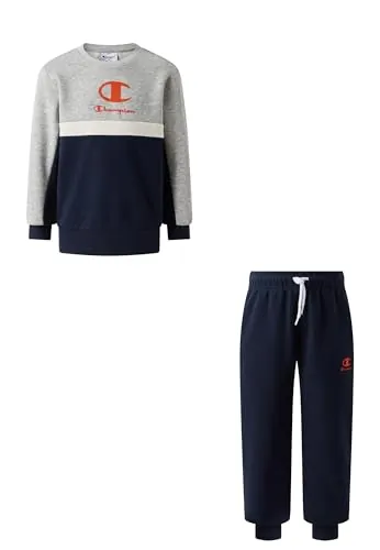 Champion Sudadera con cuello redondo para niño de regreso a clases, color azul marino