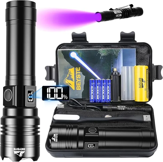 Linternas LED Alta Potencia, 1,000,000 Lúmenes Linterna LED Recargable, Militar Linterna Alta Potencia Potente Largo Alcance, Impermeable Flashlight para Emergencias Camping Regalo